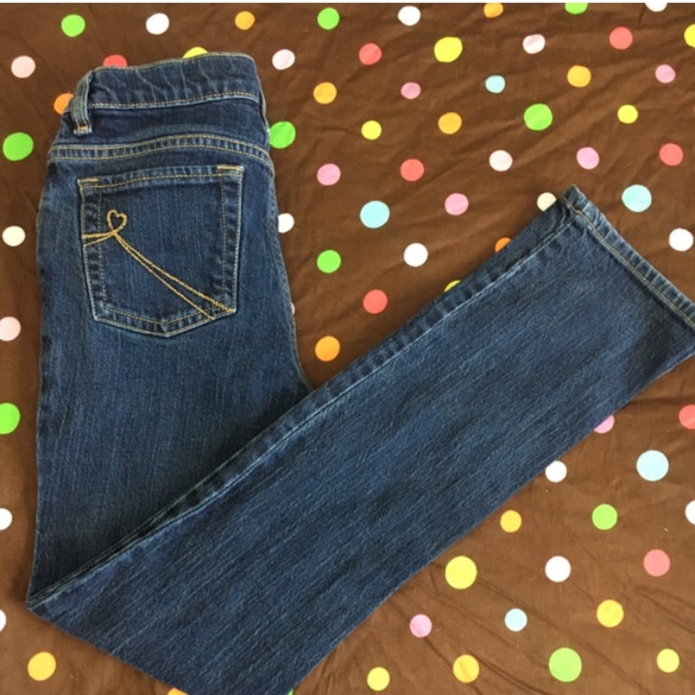 Embroidered Heart Pocket Denim Jeans